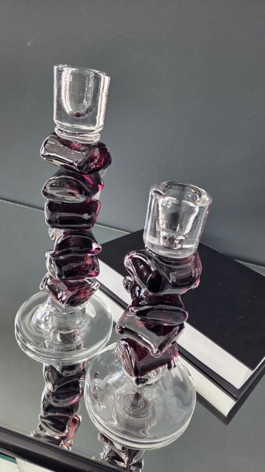 Bera İthal 2'li Cam Mumluk Gül Kurusu