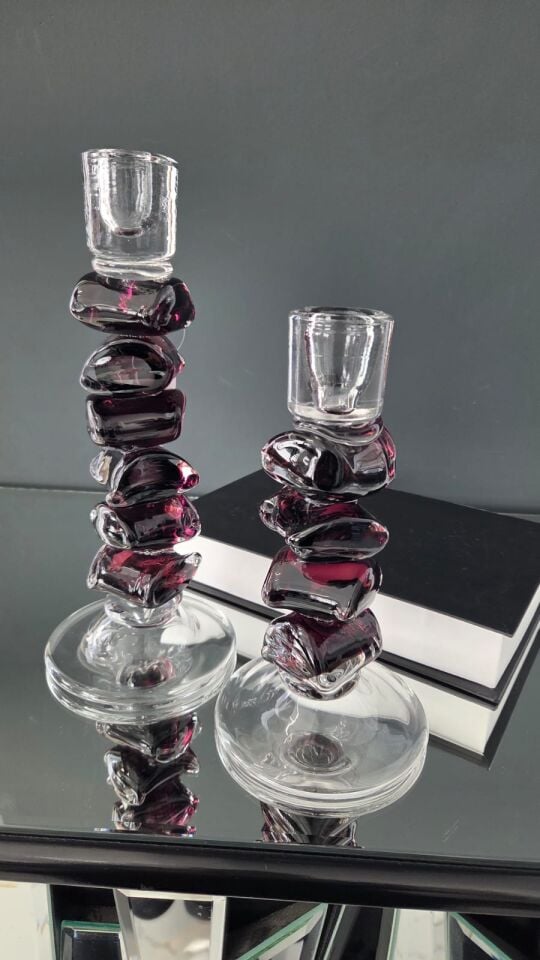 Bera İthal 2'li Cam Mumluk Gül Kurusu