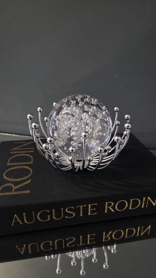 Bera Kristal Tekli Küre Gümüş