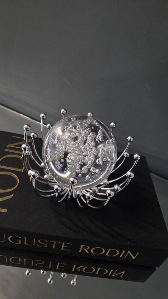 Bera Kristal Tekli Küre Gümüş