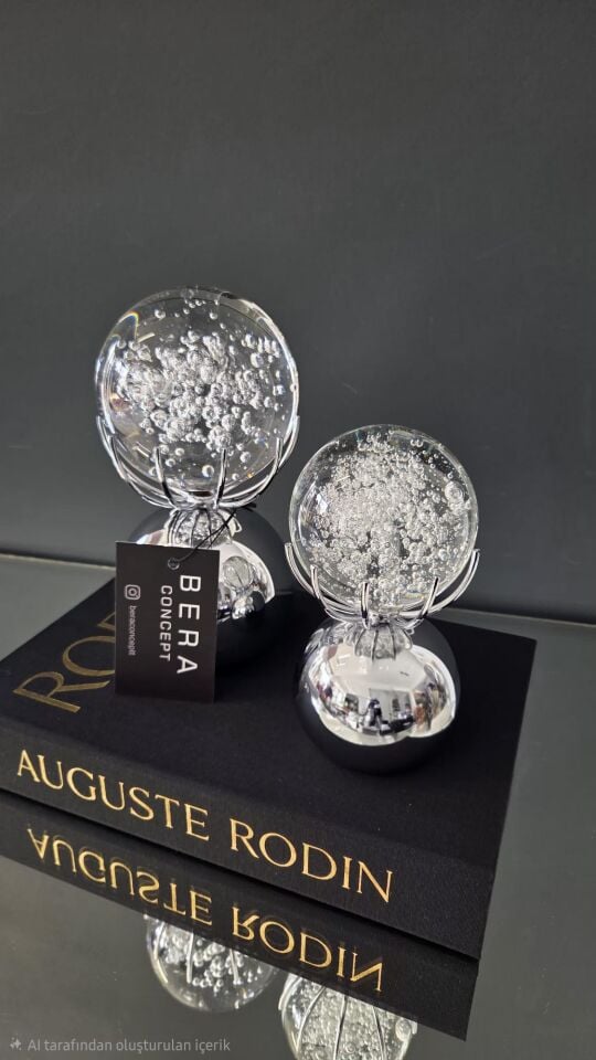 Bera 2'li Metal Gövde Kristal Küre Gümüş