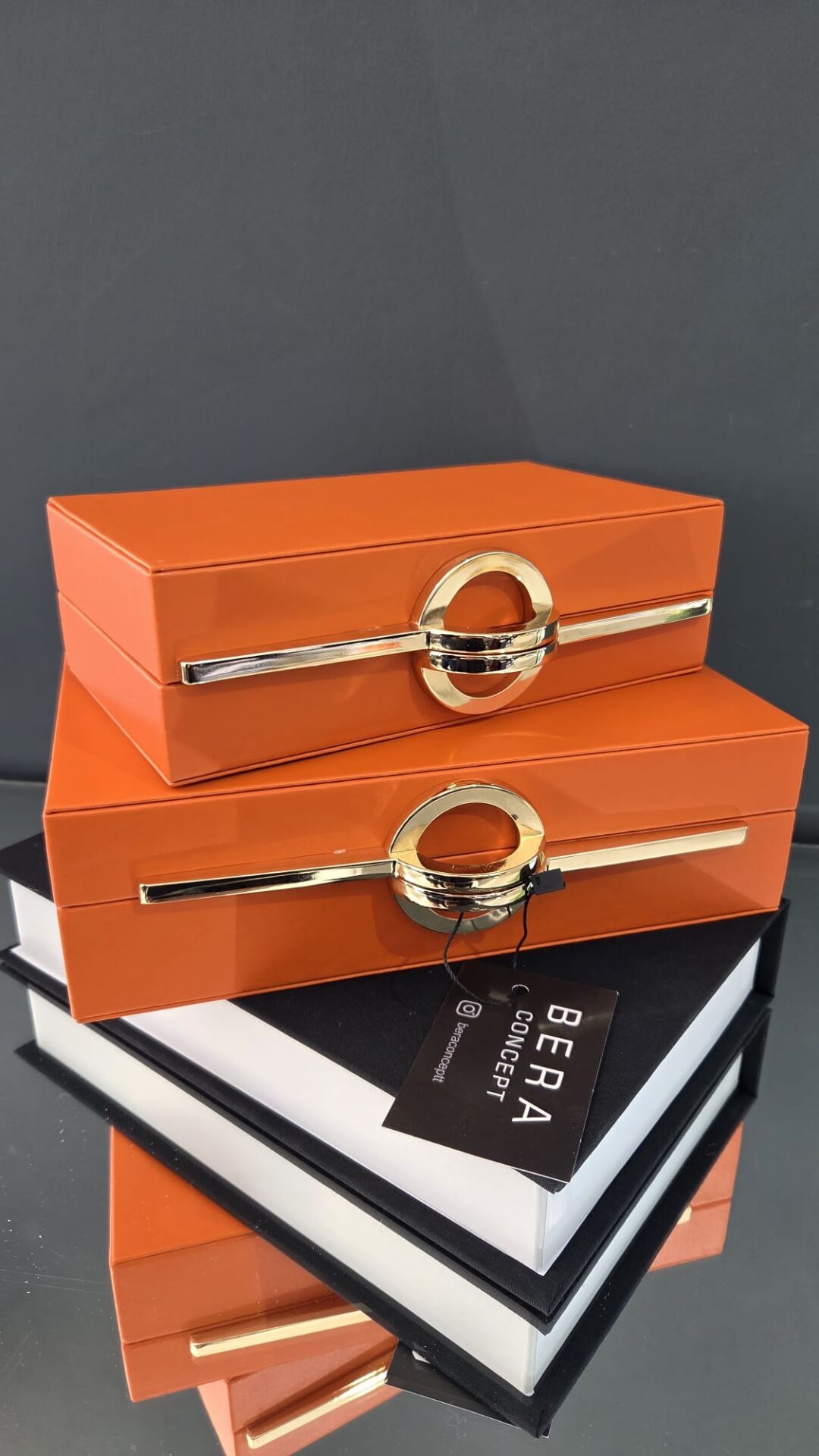 Bera 2li  Deri Dekoratif Kutu Turuncu