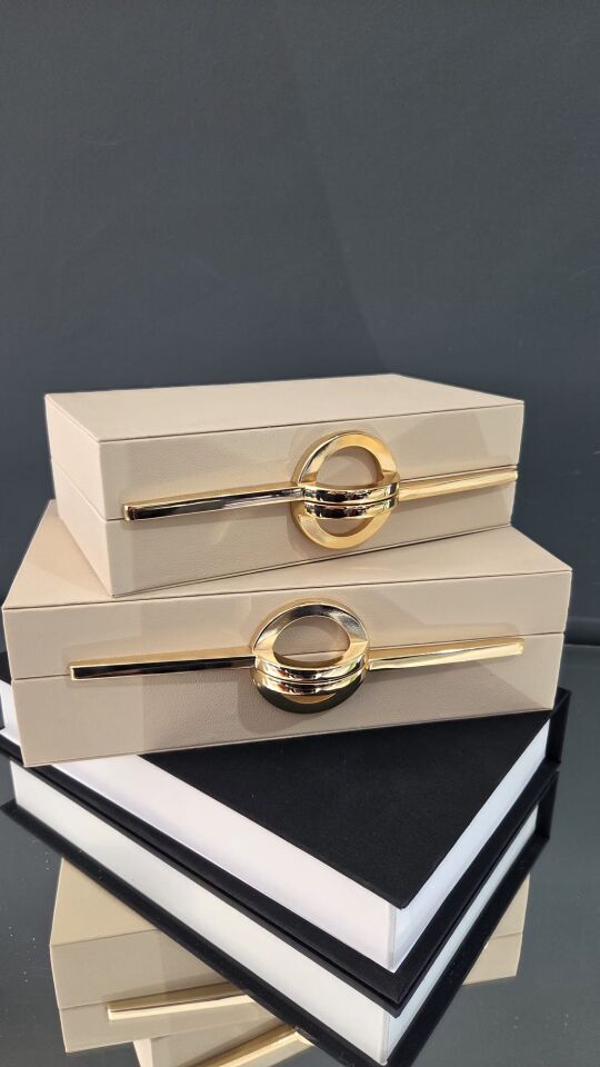 Bera 2li  Deri Dekoratif Kutu Krem