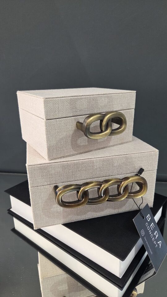 Bera 2li  Zincir Model Keten Dekoratif Kutu Krem