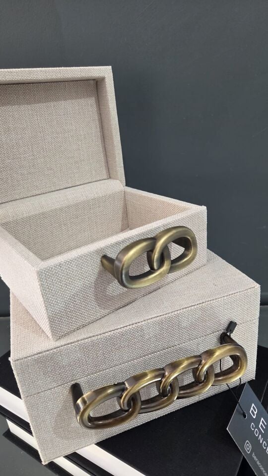 Bera 2li  Zincir Model Keten Dekoratif Kutu Krem