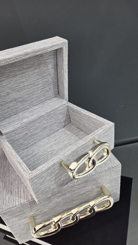 Bera 2li  Zincir Model Keten Dekoratif Kutu Gri