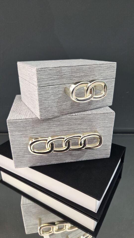 Bera 2li  Zincir Model Keten Dekoratif Kutu Gri