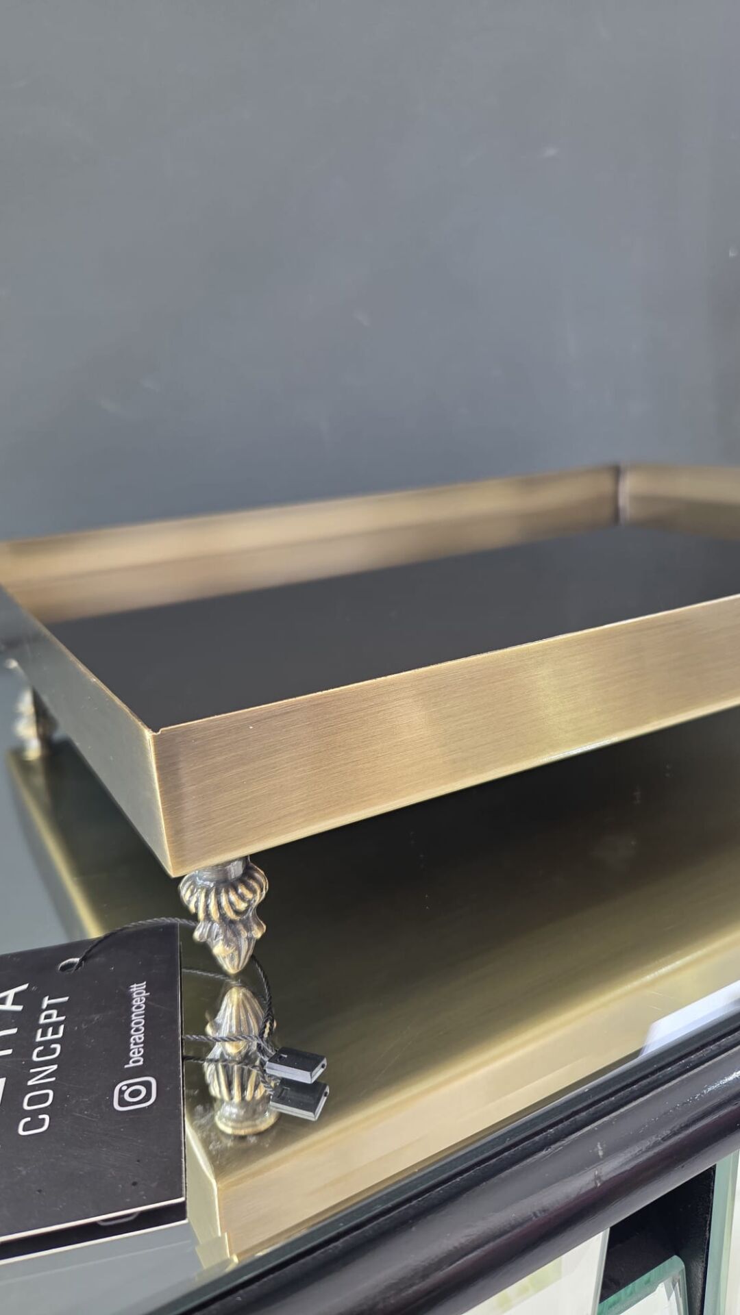 Bera Eskitme Antik Ayak Dikdörtgen Tepsi