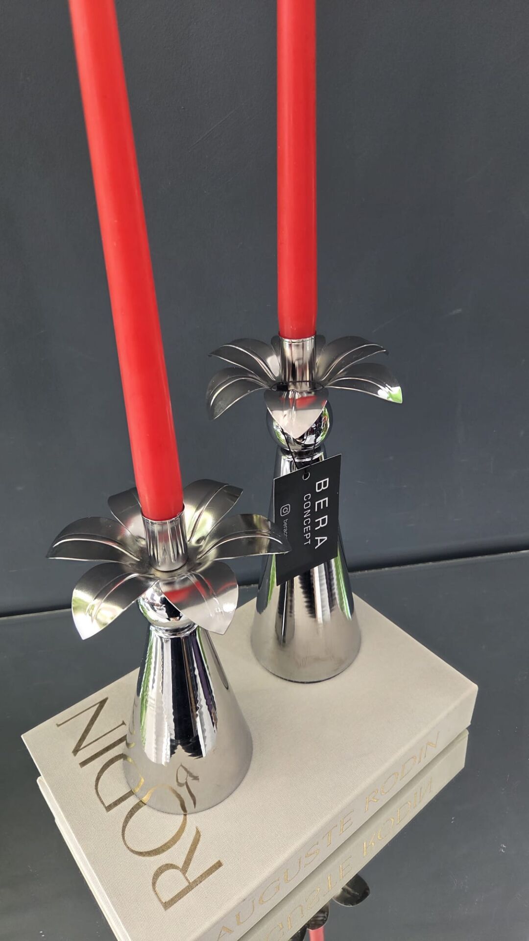 Bera Gümüş 2 Lİ Palmiye Şamdan